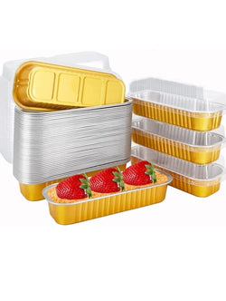 Aluminum Foil Mini Loaf Baking Pans with Lid pack of 10 size- 6.5/1.2 inch