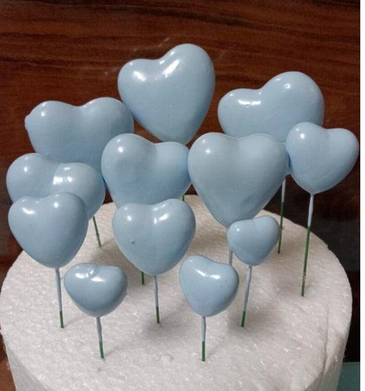 Pastel Blue Heart Shape Faux Balls Pack of 20