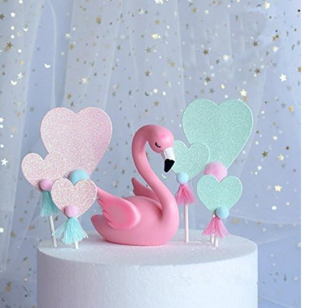 Swan Cake topper Pink 1pair