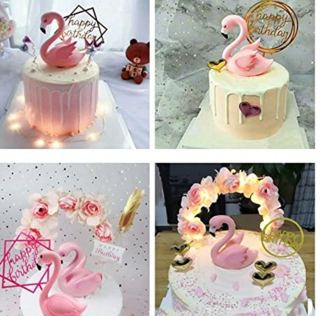 Swan Cake topper Pink 1pair