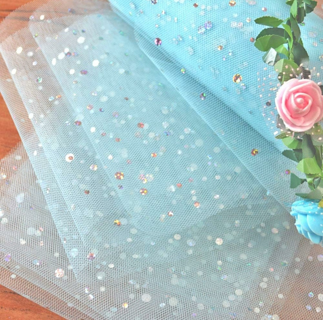 Flower packaging Sky Blue Net approx 5 Metre, width- 21 inch