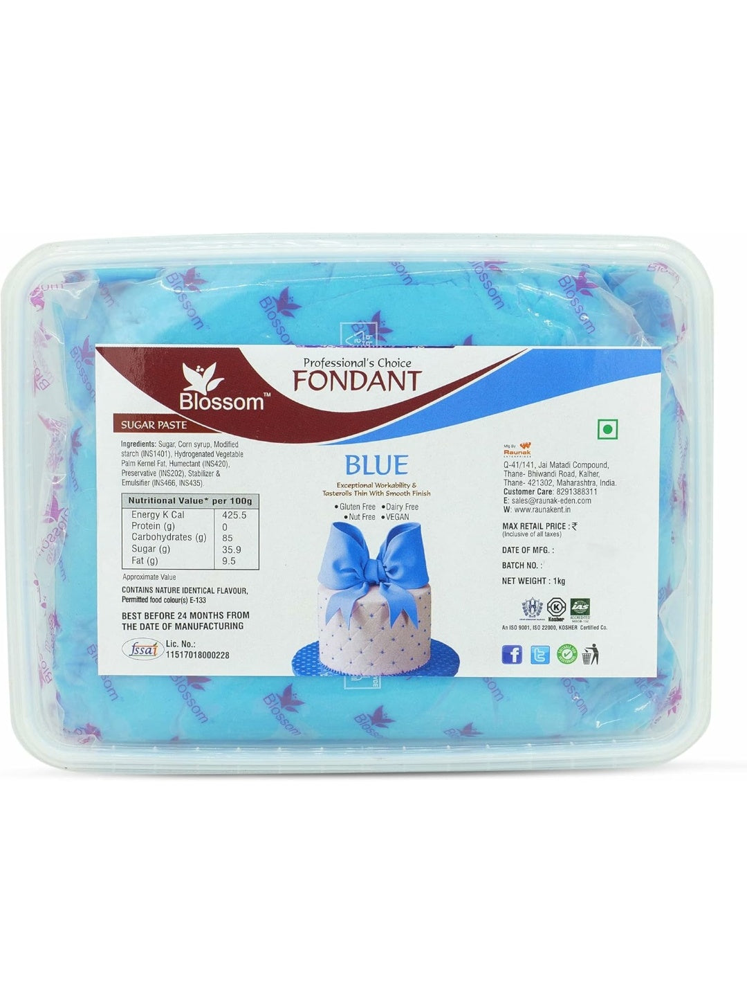 BLOSSOM BLUE Sugar paste/ Fondant for Cake Decorating 1kg