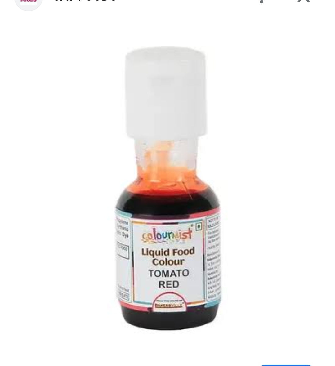 Bakersville Colourmist Tomato Red Liquid Food Colour 20g