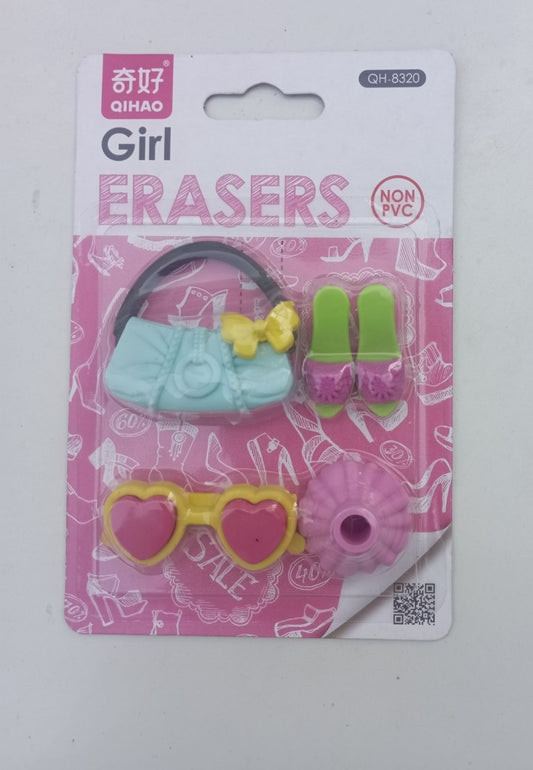 Girl Them Eraser Set of 4