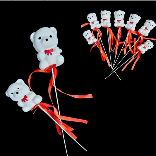 White Teddy Bear On a Stick