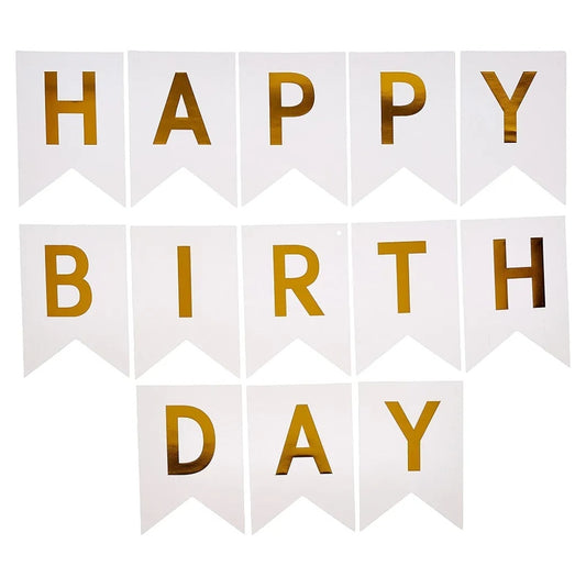 White Happy Birthday Banner