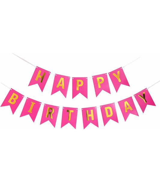 Pink Happy Birthday Banner