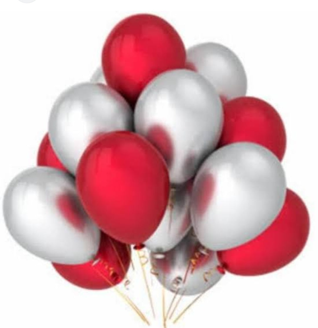 Red Happy Birthday Party Decoration Set with (1 Curtain, 1 Happy Birthday Banner, 5 grey and 5 red baloon, 1 star foil balloon)