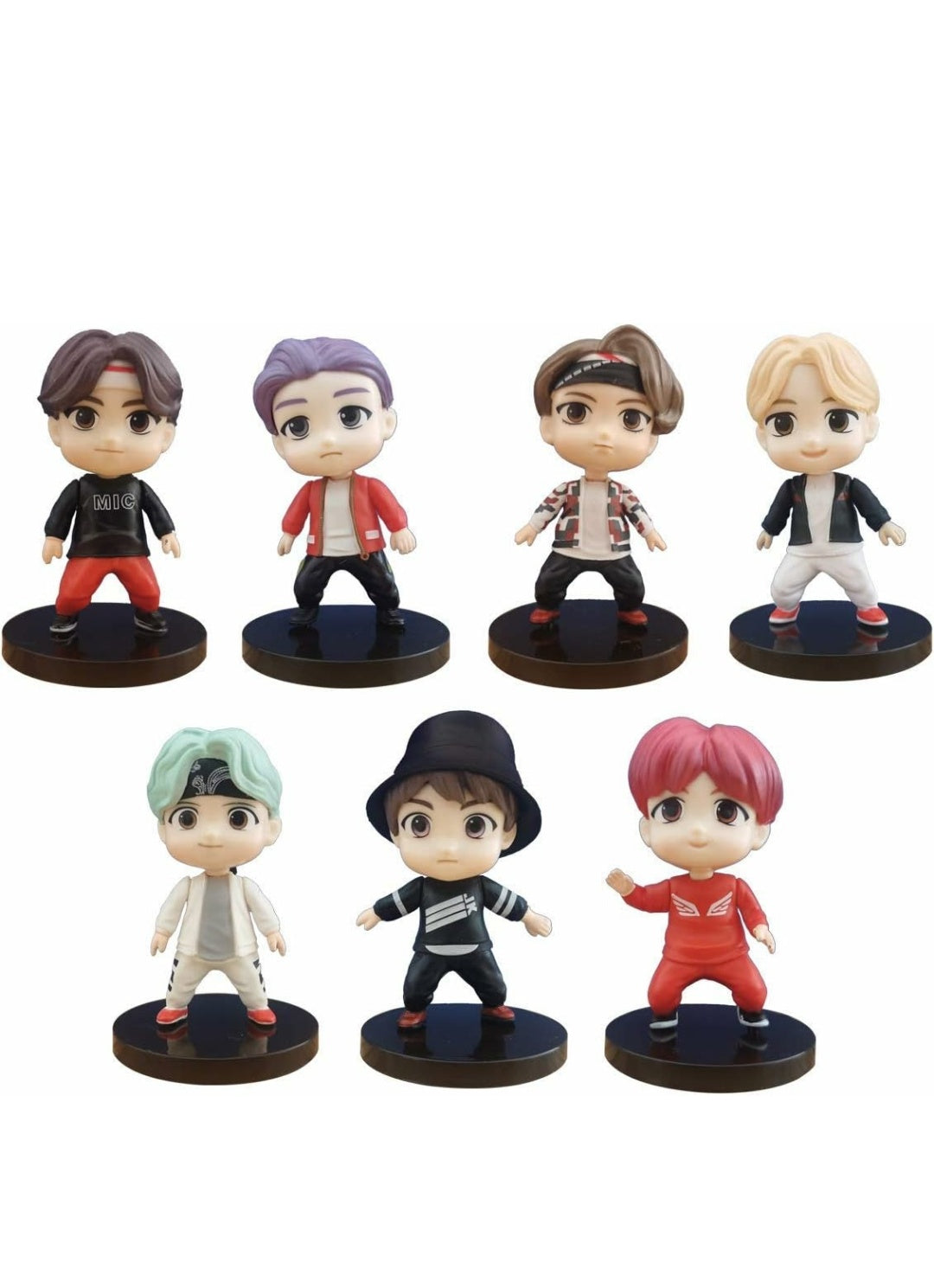 Set of 7 Kpop BTS Tiny Tans Action Figure Set Or Cake Topper Decoration