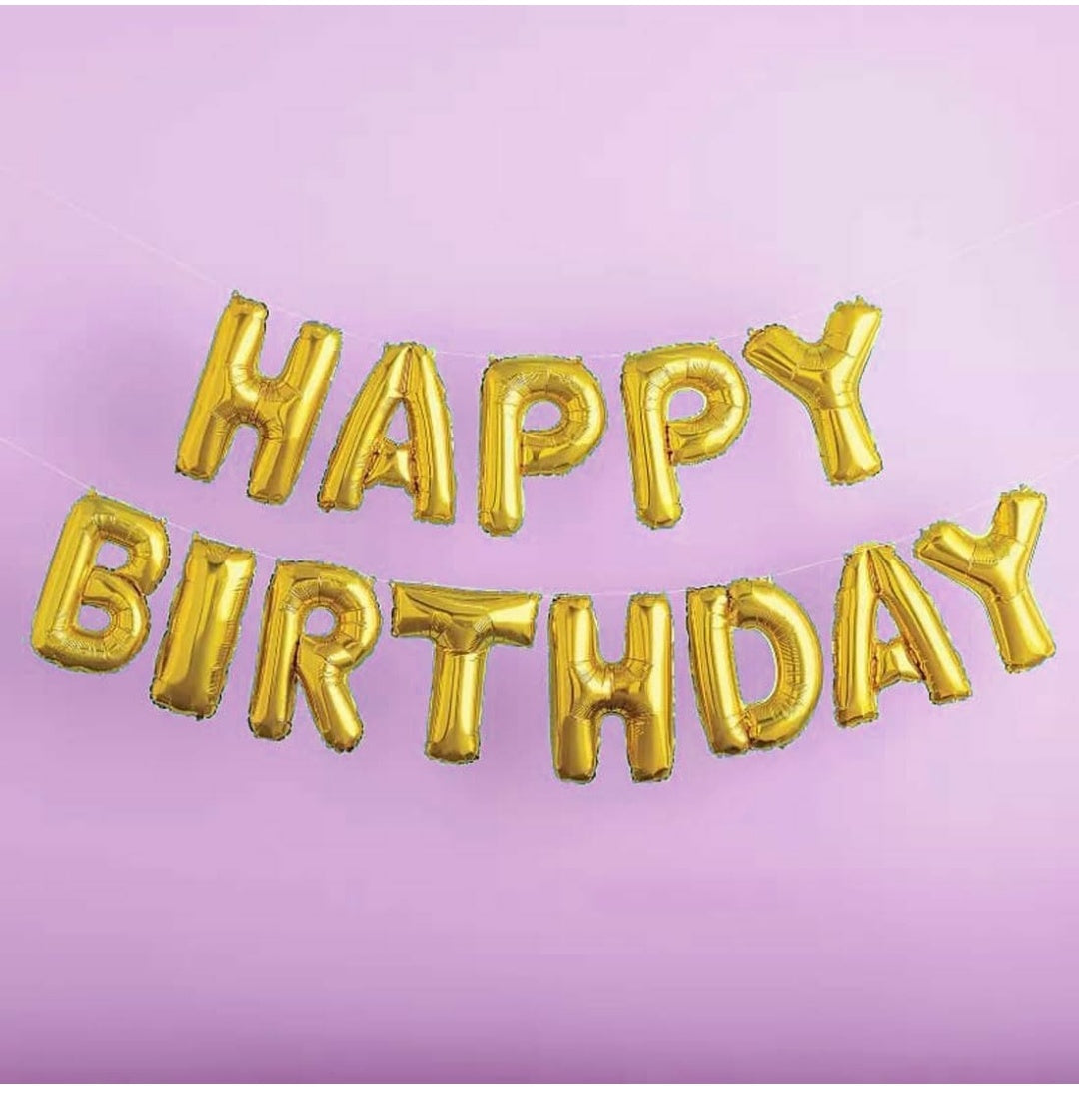 Happy Birthday gold foil balloon banner