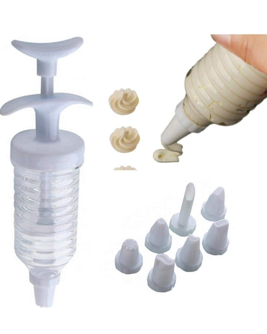 Cake Decorating Icing Piping Cream Syringe Tips 8 Nozzles Set Tool