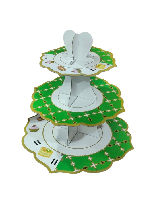 3Tier Green Round Cup Cake Stand