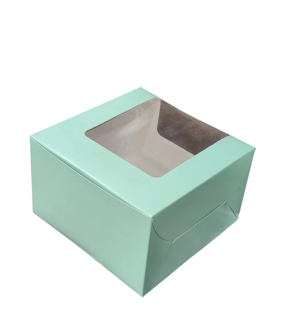 1 Pound L shape Mint Window Cake Box Size 8x8x5 (Pack of 10)