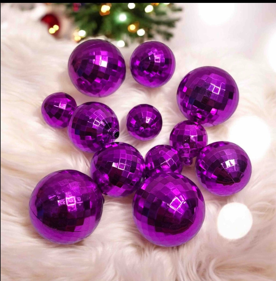 Purple Disco Balls Pack Of 12