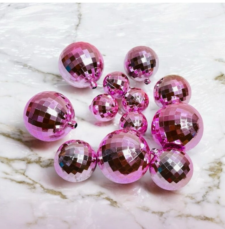 Pink Disco Balls Pack Of 12