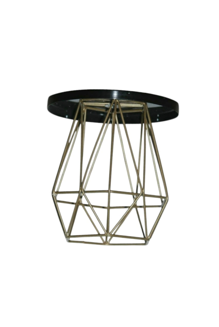 Black Metal Plate With Geometric Style Golden Metal Rod Cake Stand