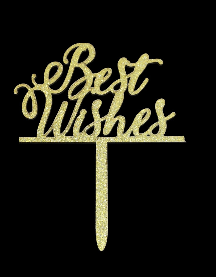 Best Wishes Glitter Acrylic Topper