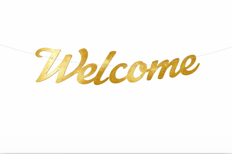 Cursive Welcome Banner Gold