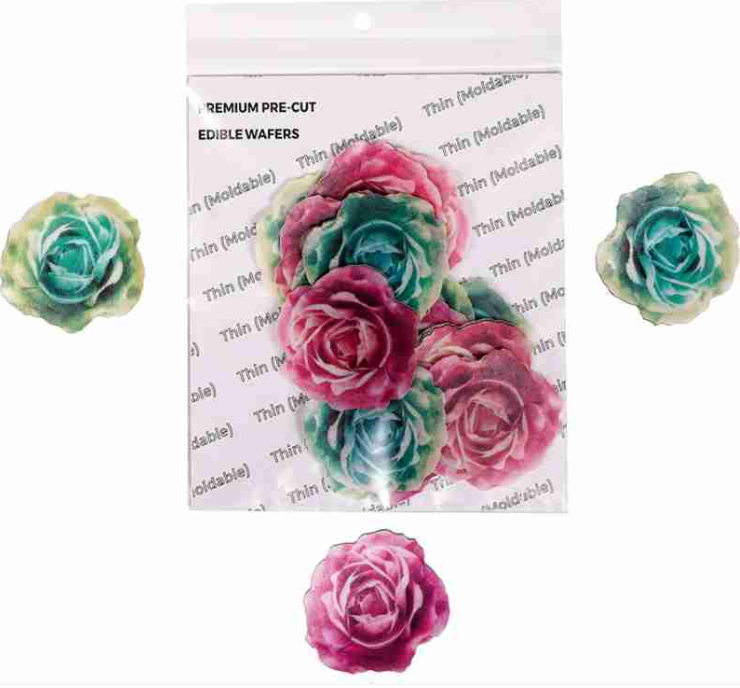 Tastycraft Multicolour Rose Pre-Cut Wafer Paper  Pack of - 28 (WPC-048)