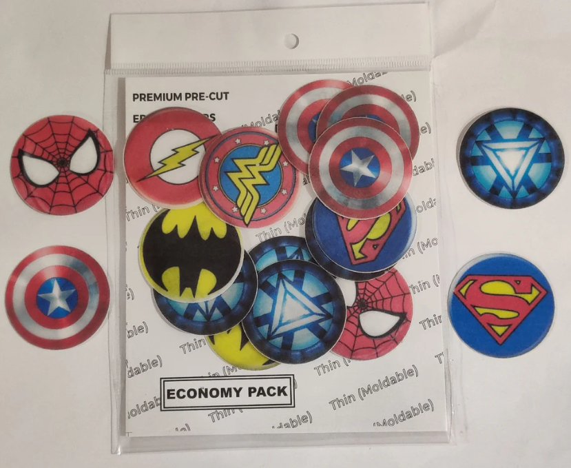Superhero Logos Edible Pre-Cut Wafers (WPC-608)