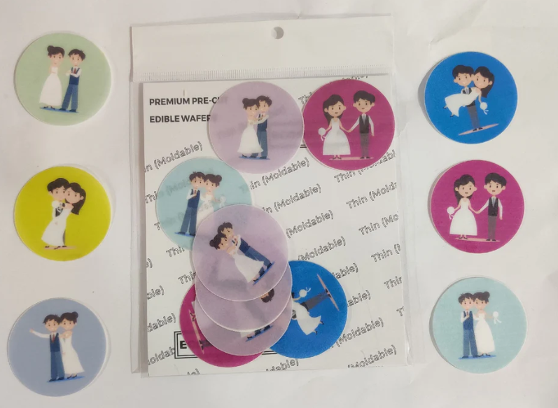 Couple Theme Circles Edible Pre-Cut Waferscode    (WPC-090)