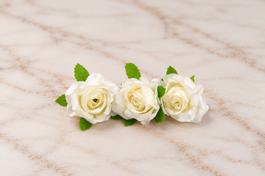 Artificial White Rose Flower Set of 3 Size-1 Inch