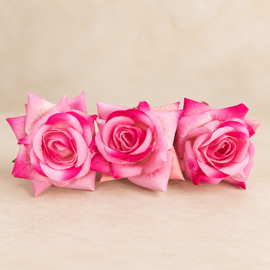 Artificial Pink Rose Flower Set of 3 Size 3 inch