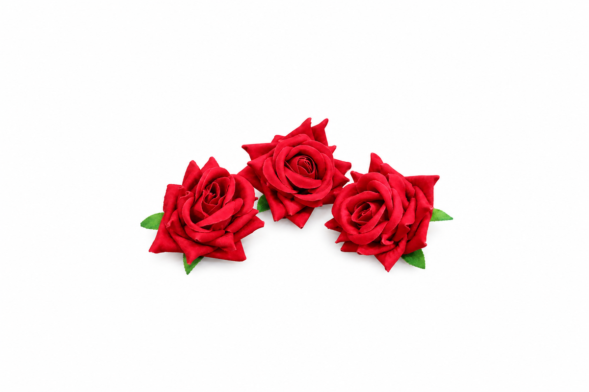 Artificial Red Rose Flower Set of 3 Size -3 inch