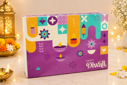 Happy Diwali 6 cavity chocolate box light purple color  PACK OF 10 (size-5.8x4.2x1.5 inch)