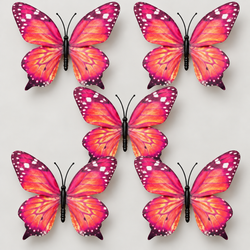 Red Butterfly Set Of 5