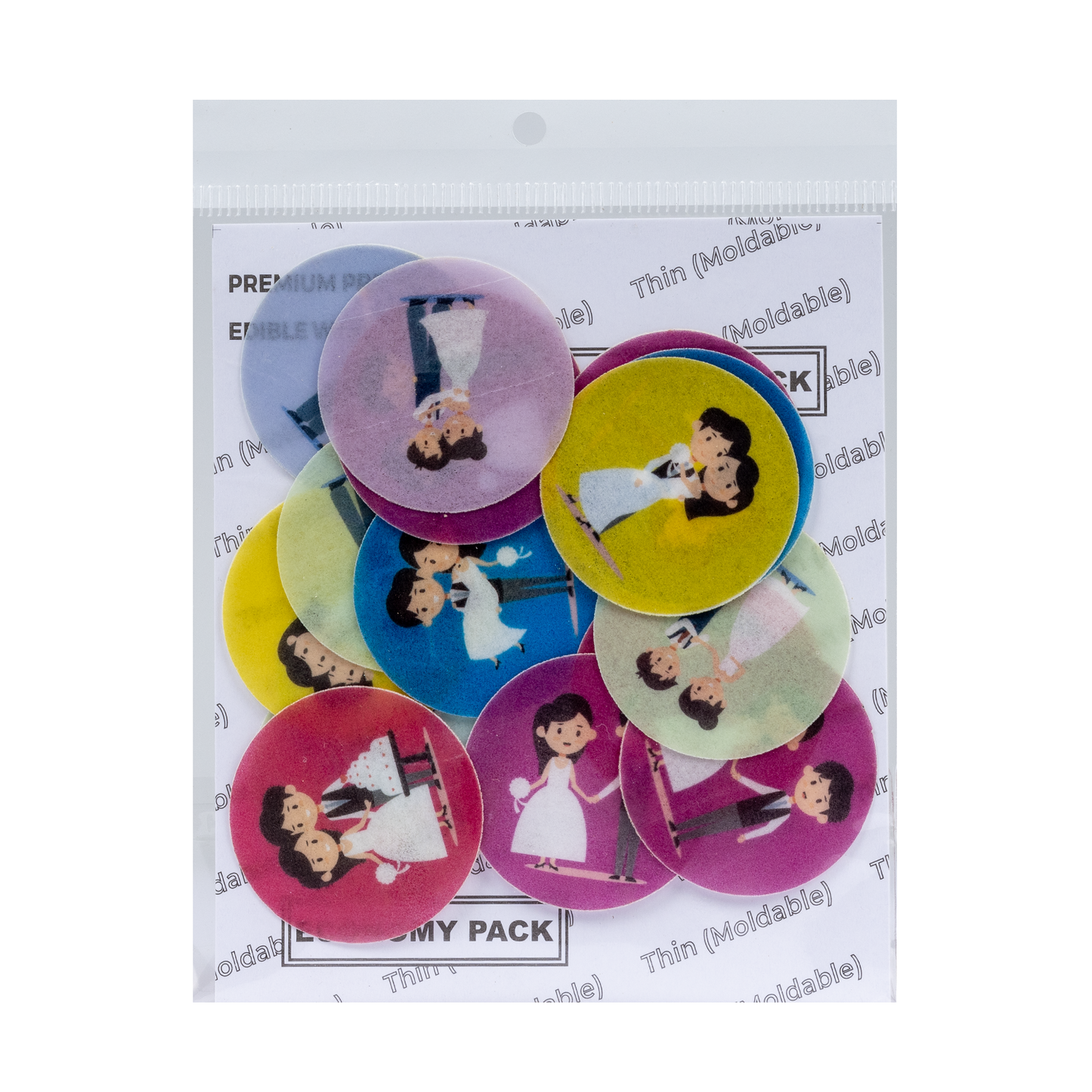 Couple Theme Circles Edible Pre-Cut Waferscode    (WPC-090)