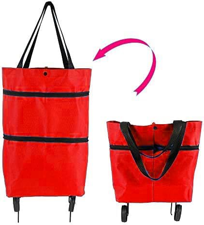 Folding Portable Shopping Trolley Bag ( Random Color)