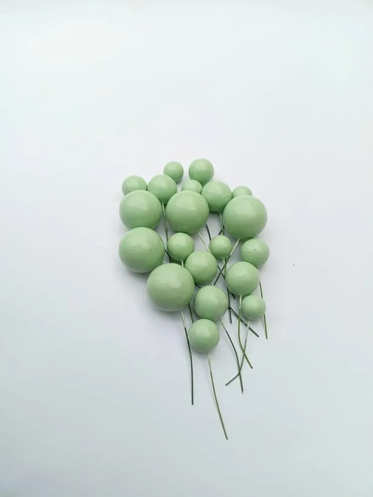 Mix Size Faux Balls Pista Green colour pack of 20