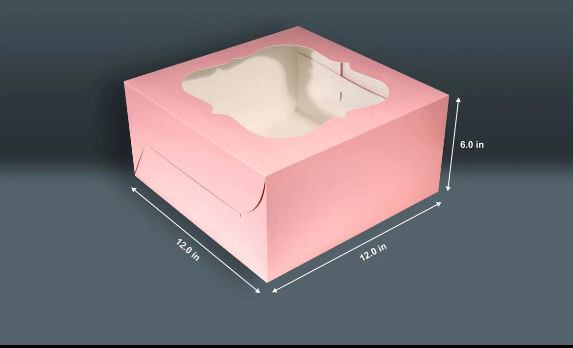 Cake Box 2 Kg (12x12x6) Peach window