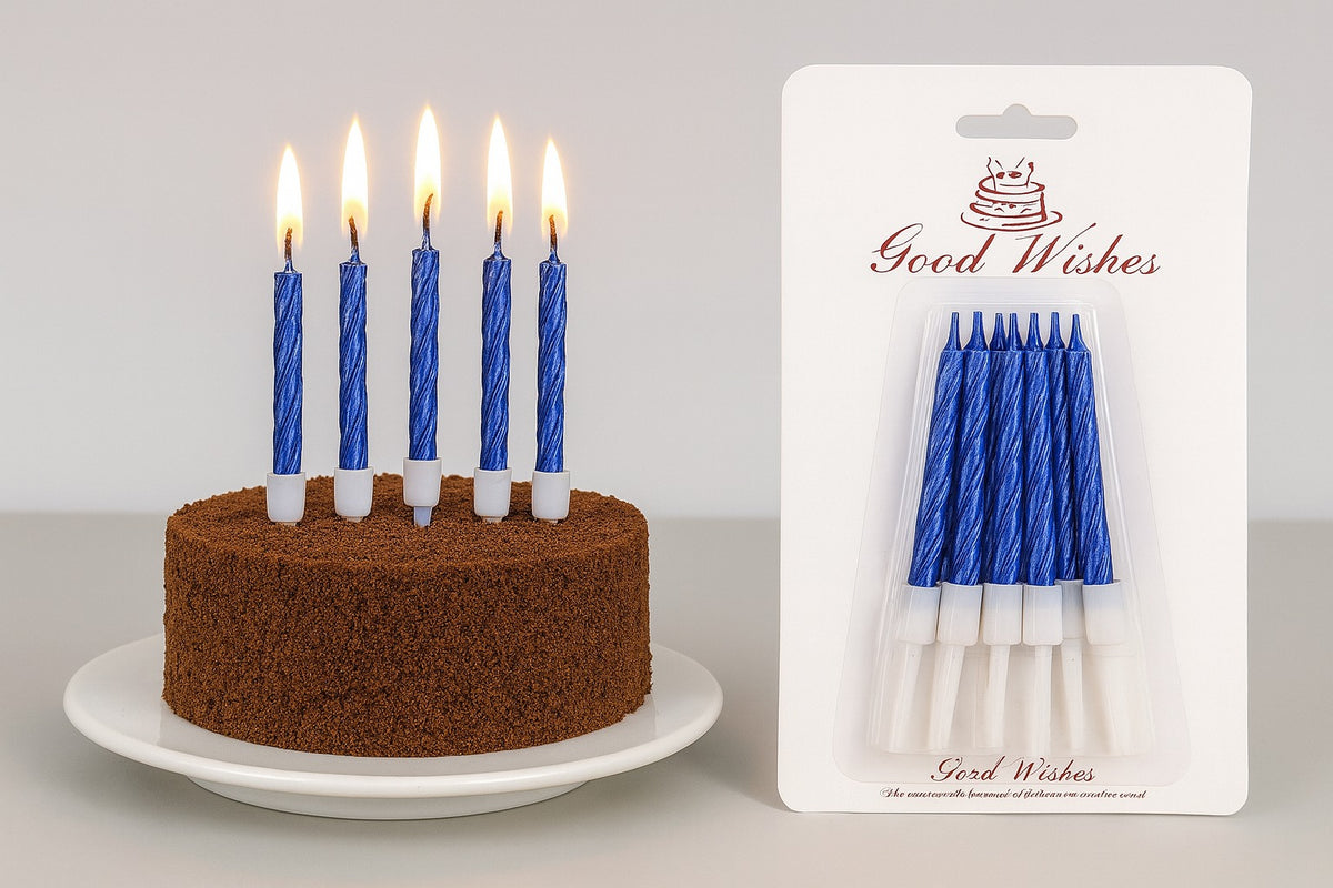 Small Blue Spiral Birthday Candle Pack of 10