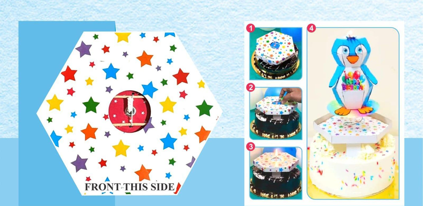 Popup Cake topper Blue Candle