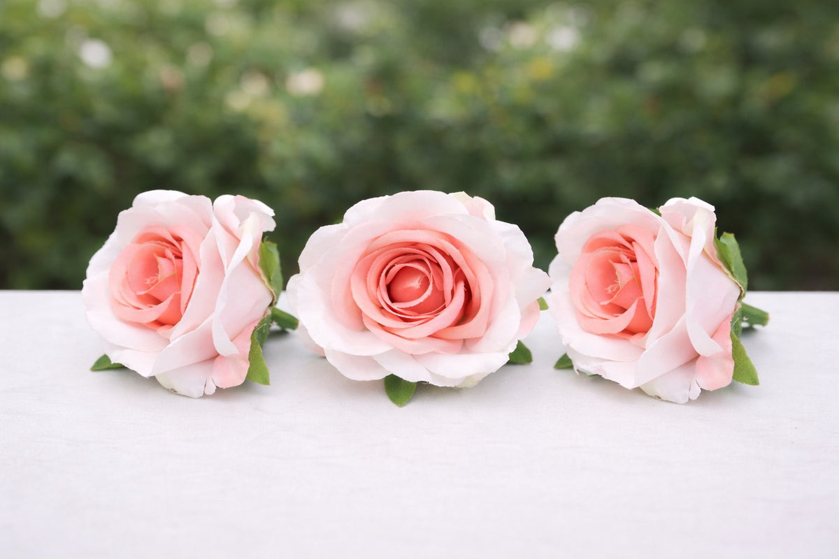 Korean Peach dual tone Artificial Rose flower Pack of 3