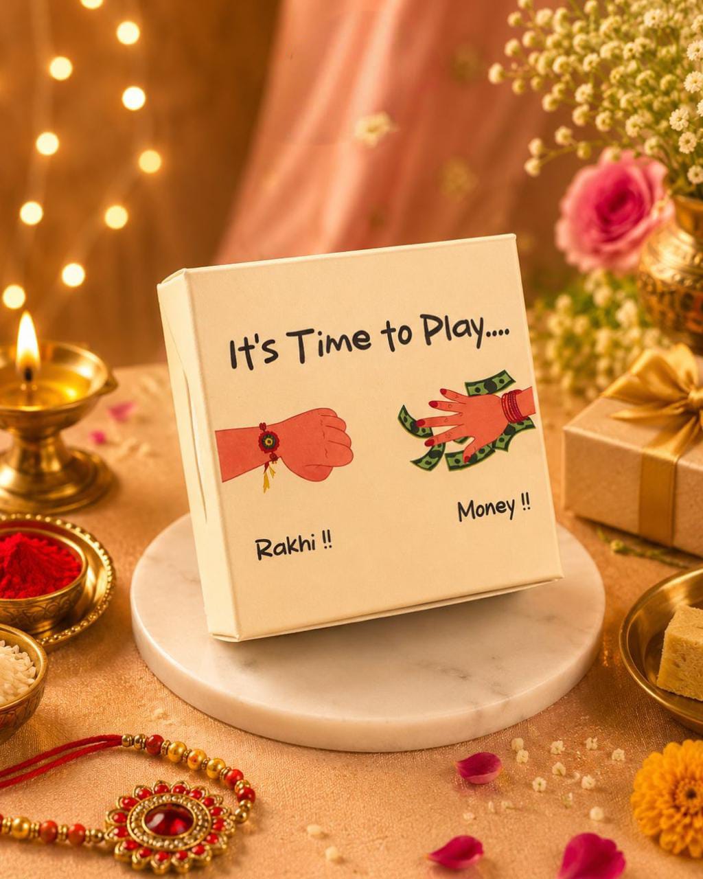 It's Time to Play: Rakhi or Money? Rakhi Box pack of 10