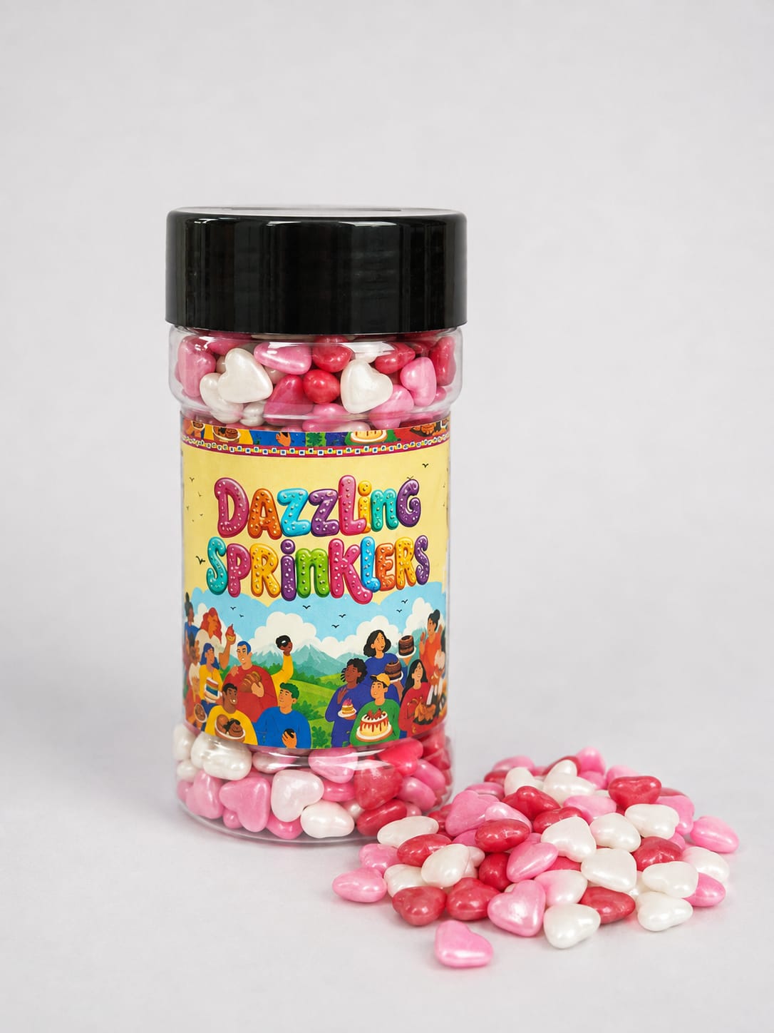 Pankraft Pink, Red & White Heart Dazzling Sprinklers 100gm