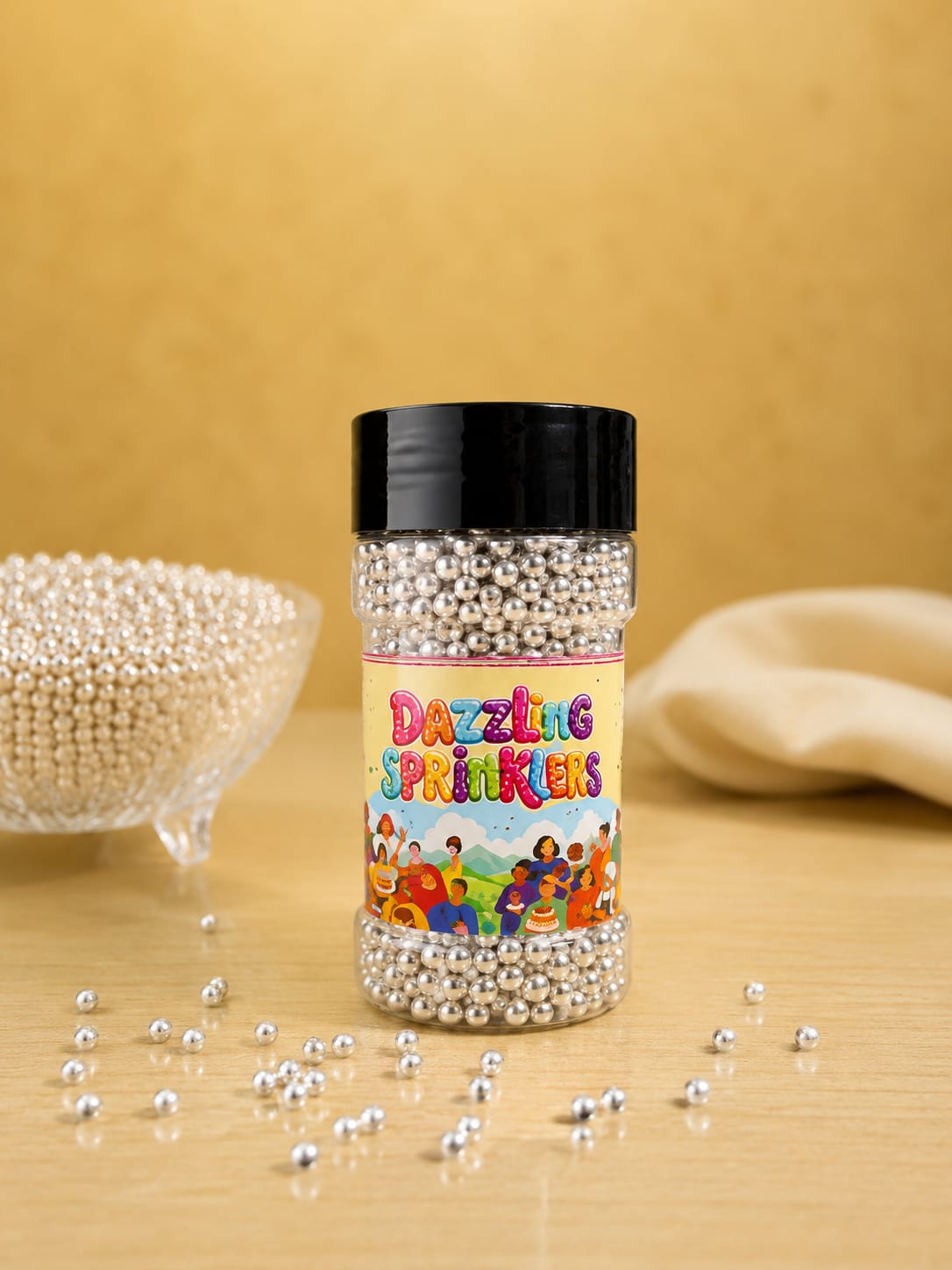 Pankraft Premium Silver 4mm Dazzling Sprinkles 100gm