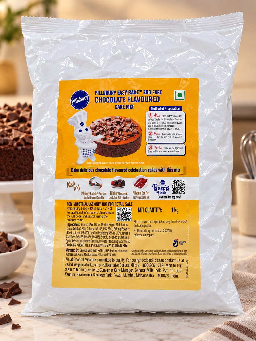 Pillsbury Easy Bake Egg Free Chocolate Flavoured Cake Mix – 1 kg