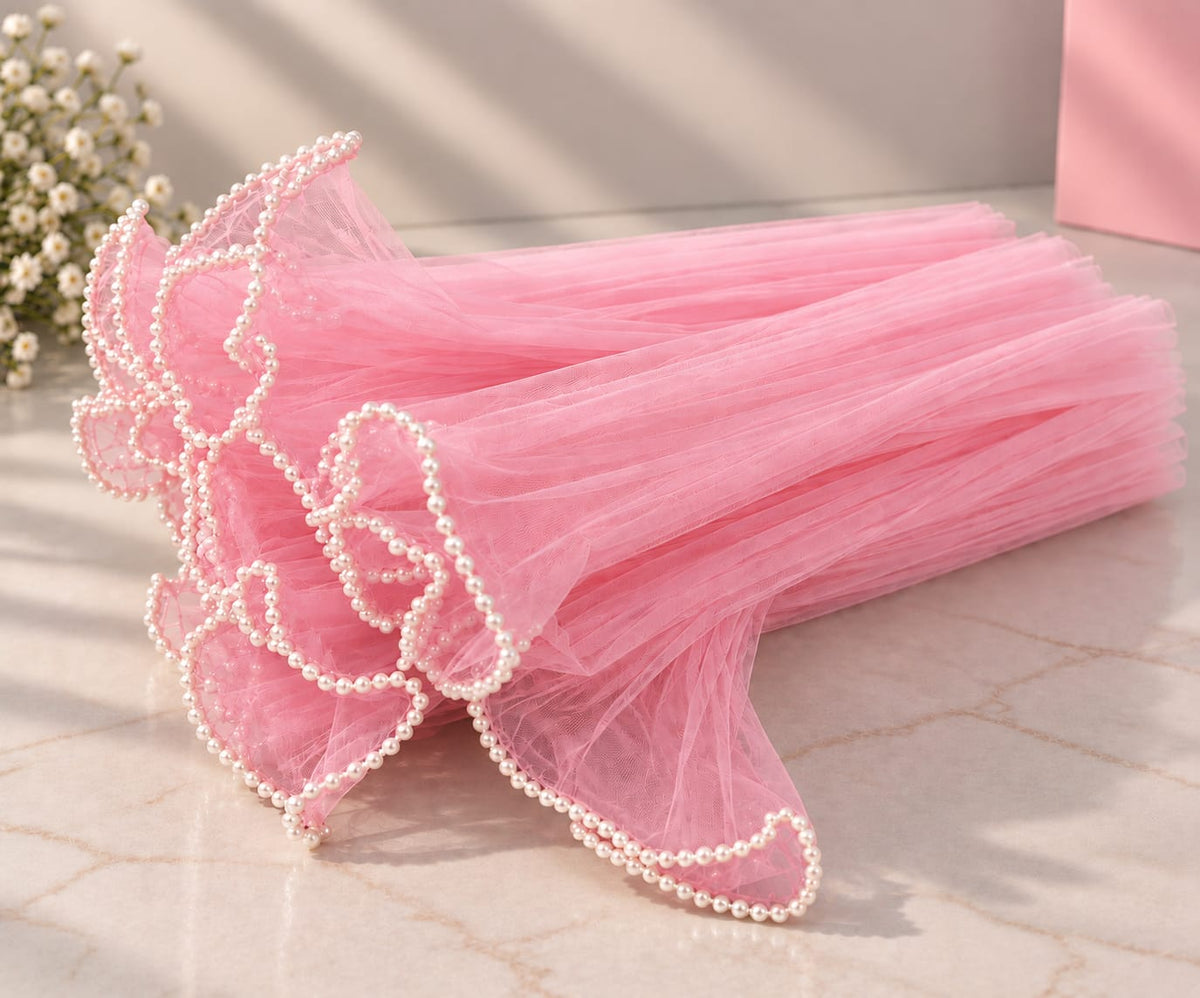 Baby Pink Noor Net Approx 2 mtr