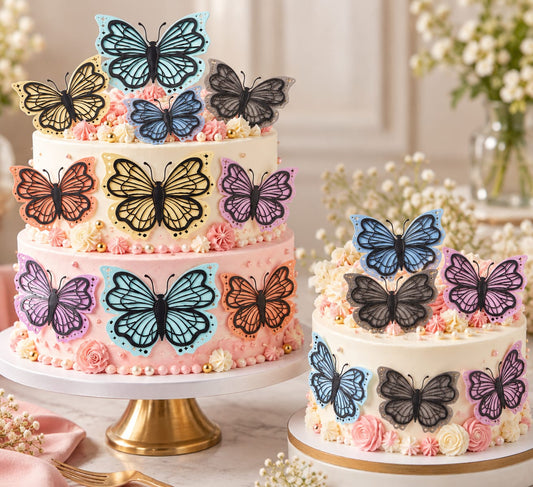 3D Colourfull Butterfly pack of 12 (black)