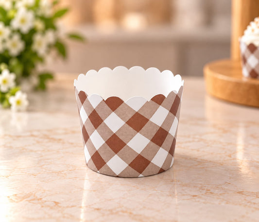 brown And White Cupcake Liner 3 Inch Pack Of 50