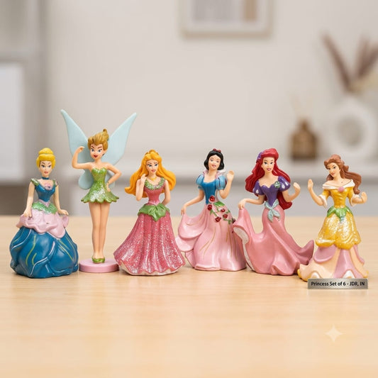 Princess Figurine Set of 6 for Birthday Cake Decoration