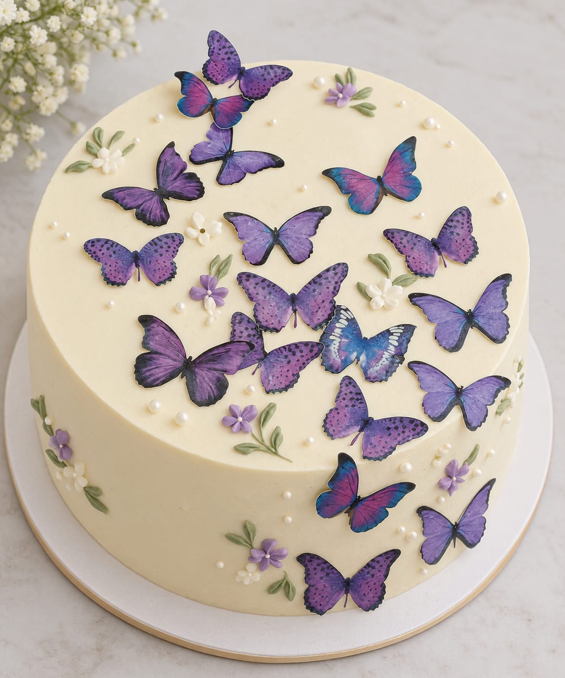 Purple Butterfly edible Waffer