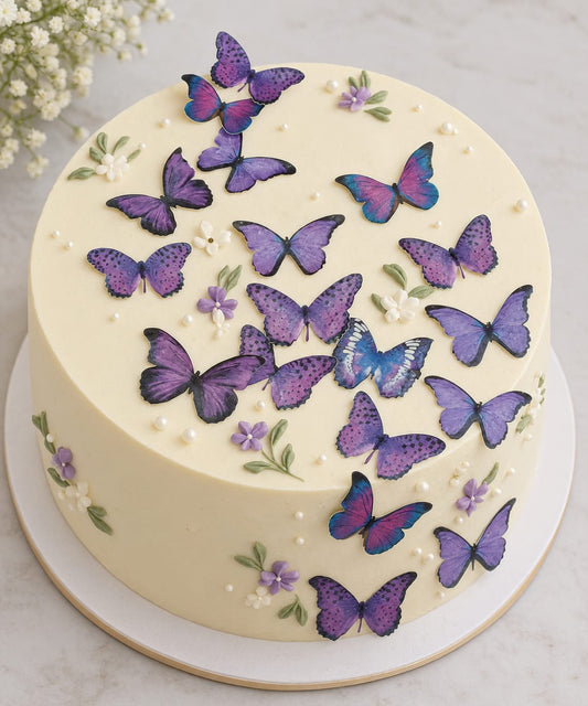 Purple Butterfly edible Waffer