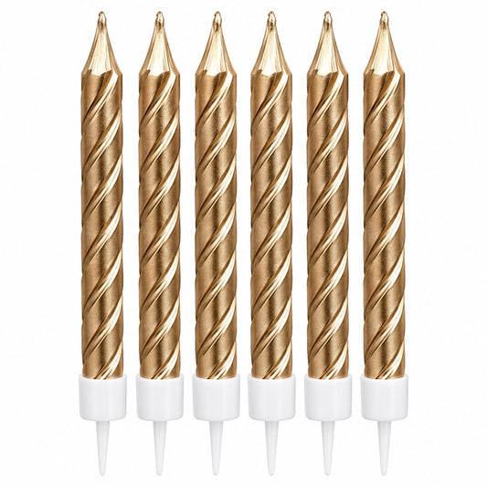 Copper Metallic Spiral Candles Set Pack Of 6