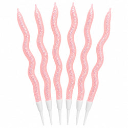 Pink Glitter twisty Candle Pack of 6