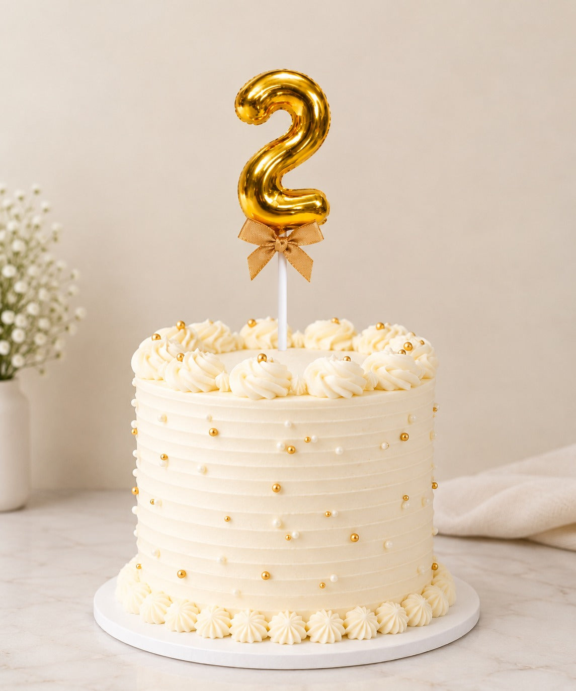 Premium 2 Number Topper With Bow Size 21cm